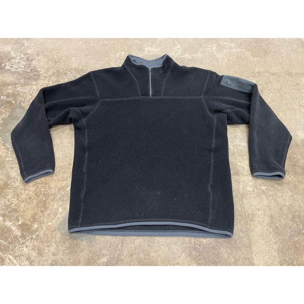 Arc'teryx Pullover‎ Mens XL Black Polartec Fleece 1/4 Zip Thermal Hiking Trail